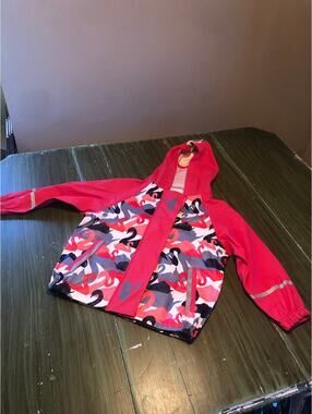 Lupilu NWOT Girl's Pink Swan Hooded Rain Jacket - Size 2-4 Years